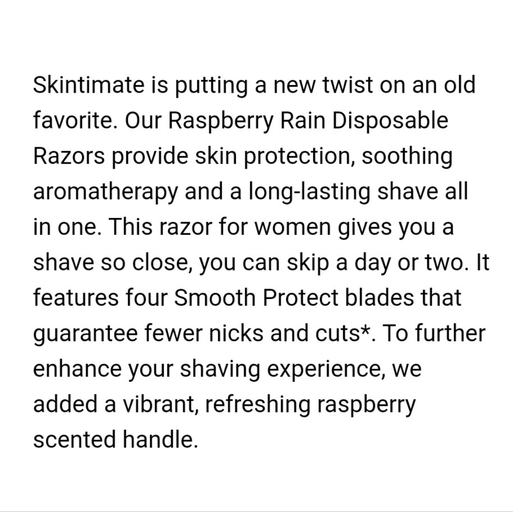⭐4/$15 Skintimate Raspberry Rain 4-Blade Disposable Razors, 4 CT - Picture 8 of 9